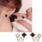 ⭐✨Sparkling Clover Star Earrings – Gold Plated Fashion Jewelry with Black Enamel &amp; Crystal Detailing ⭐✨( PXJ-107)