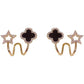 ⭐✨Sparkling Clover Star Earrings – Gold Plated Fashion Jewelry with Black Enamel &amp; Crystal Detailing ⭐✨( PXJ-107)